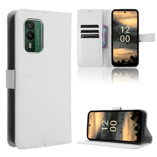 

For Nokia XR21 Diamond Texture Leather Phone Case(White)