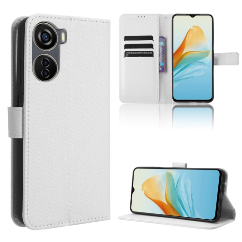 

For ZTE Axon 40 Lite Diamond Texture Leather Phone Case(White)