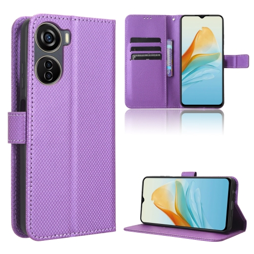 

For ZTE Axon 40 Lite Diamond Texture Leather Phone Case(Purple)