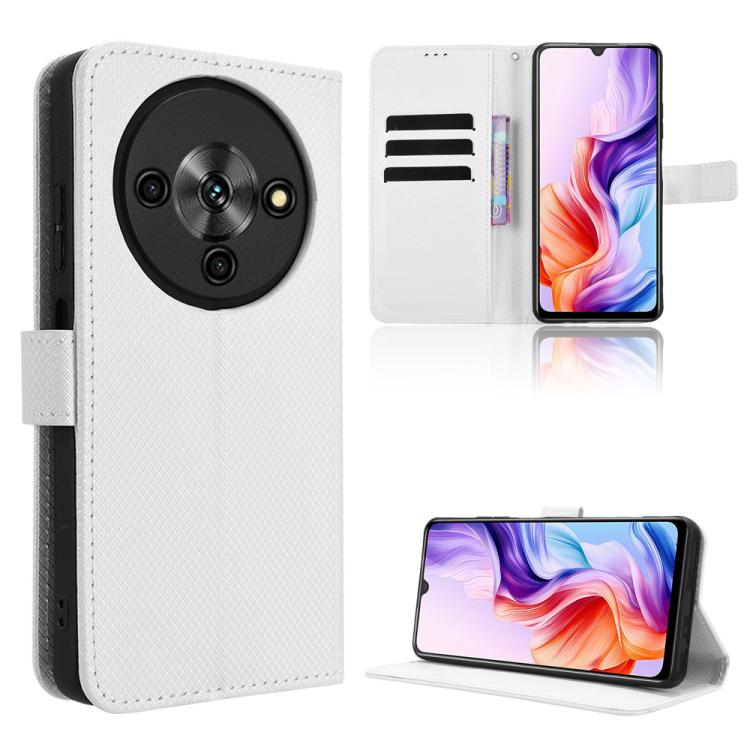 

For ZTE Blade A76 5G Diamond Texture Leather Phone Case(White)
