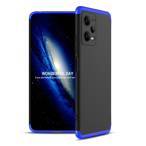 

For Xiaomi Redmi Note 12 5G Global GKK Three Stage Splicing Full Coverage PC Phone Case(Black Blue)