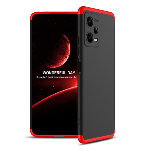 

For Xiaomi Redmi Note 12 5G Global GKK Three Stage Splicing Full Coverage PC Phone Case(Black Red)