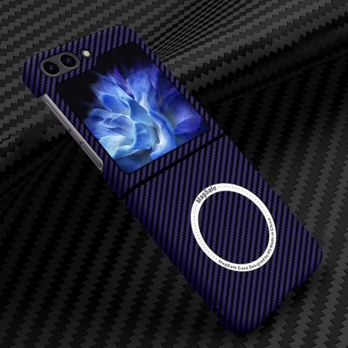 

For Samsung Galaxy Z Flip5 Carbon Fiber Texture MagSafe Magnetic Phone Case(Purple)