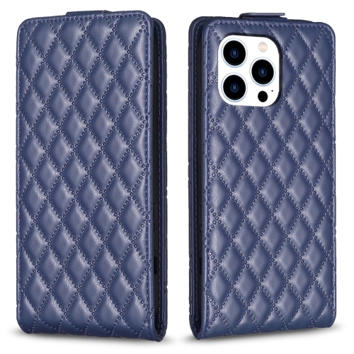 

For iPhone 15 Pro Diamond Lattice Vertical Flip Leather Phone Case(Blue)