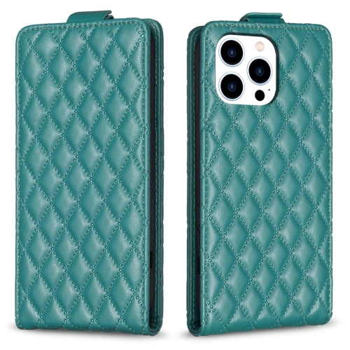 

For iPhone 14 Pro Max Diamond Lattice Vertical Flip Leather Phone Case(Green)