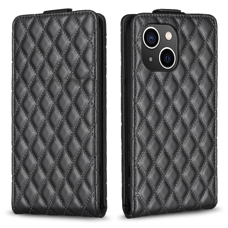 

For iPhone 14 Plus Diamond Lattice Vertical Flip Leather Phone Case(Black)