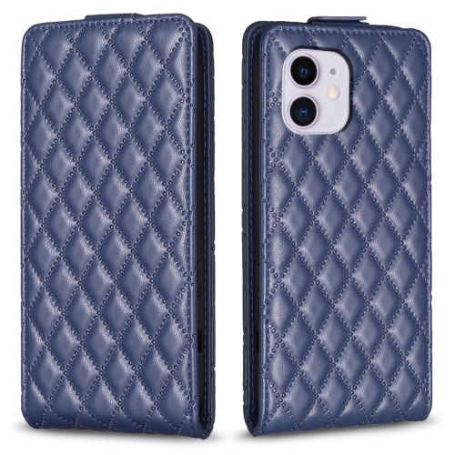 

For iPhone 12 / 12 Pro Diamond Lattice Vertical Flip Leather Phone Case(Blue)