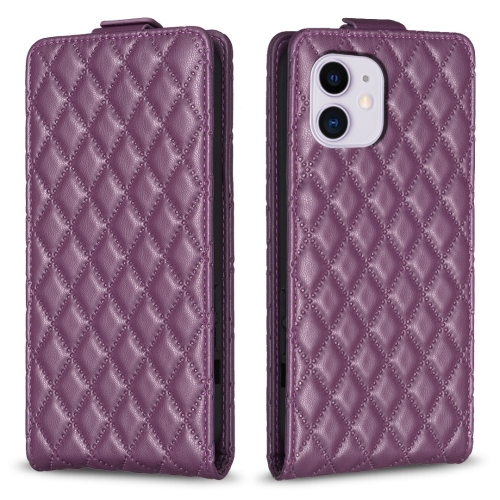 

For iPhone 11 Diamond Lattice Vertical Flip Leather Phone Case(Dark Purple)