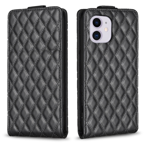 

For iPhone 11 Diamond Lattice Vertical Flip Leather Phone Case(Black)