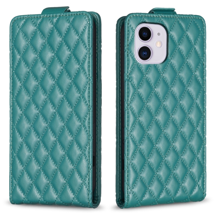 

For iPhone 11 Diamond Lattice Vertical Flip Leather Phone Case(Green)