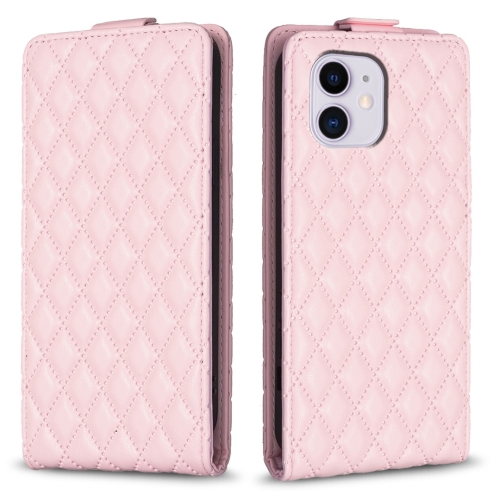 

For iPhone 11 Diamond Lattice Vertical Flip Leather Phone Case(Pink)