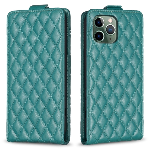 

For iPhone 11 Pro Diamond Lattice Vertical Flip Leather Phone Case(Green)