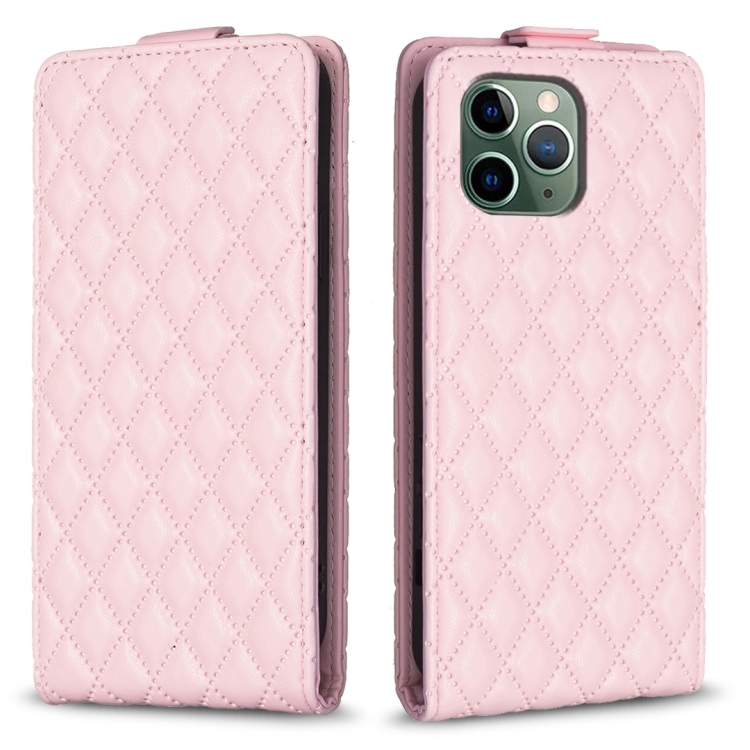 

For iPhone 11 Pro Max Diamond Lattice Vertical Flip Leather Phone Case(Pink)