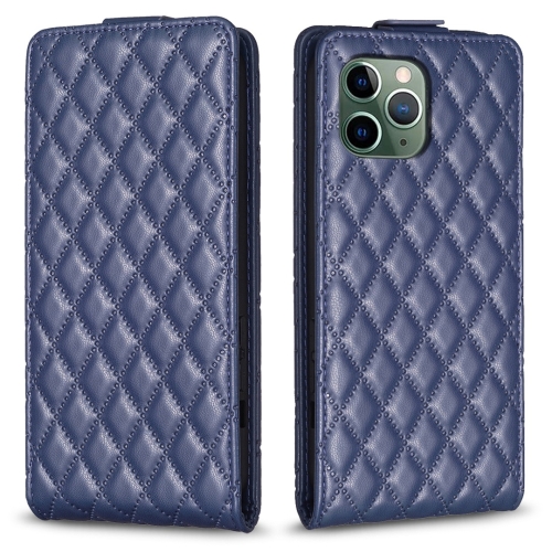 

For iPhone 11 Pro Max Diamond Lattice Vertical Flip Leather Phone Case(Blue)