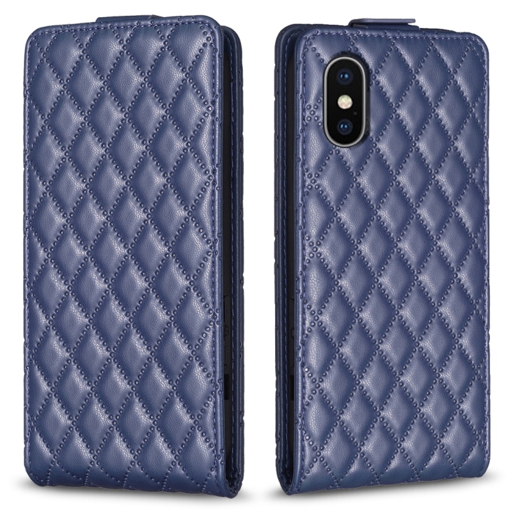 

For iPhone X / XS Diamond Lattice Vertical Flip Leather Phone Case(Blue)