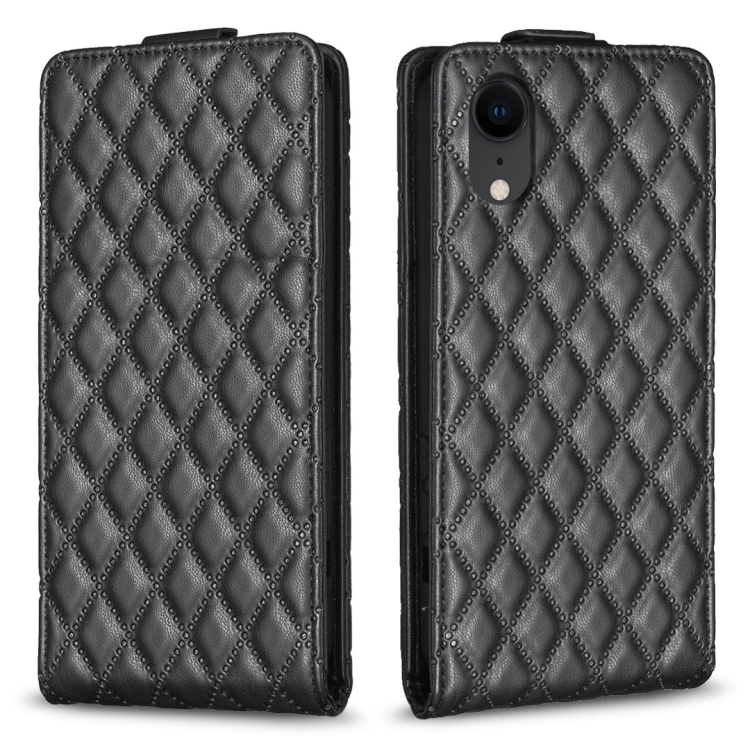 

For iPhone XR Diamond Lattice Vertical Flip Leather Phone Case(Black)