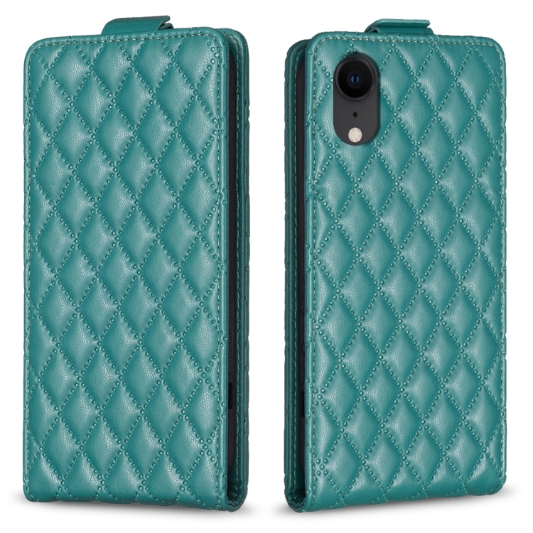 

For iPhone XR Diamond Lattice Vertical Flip Leather Phone Case(Green)