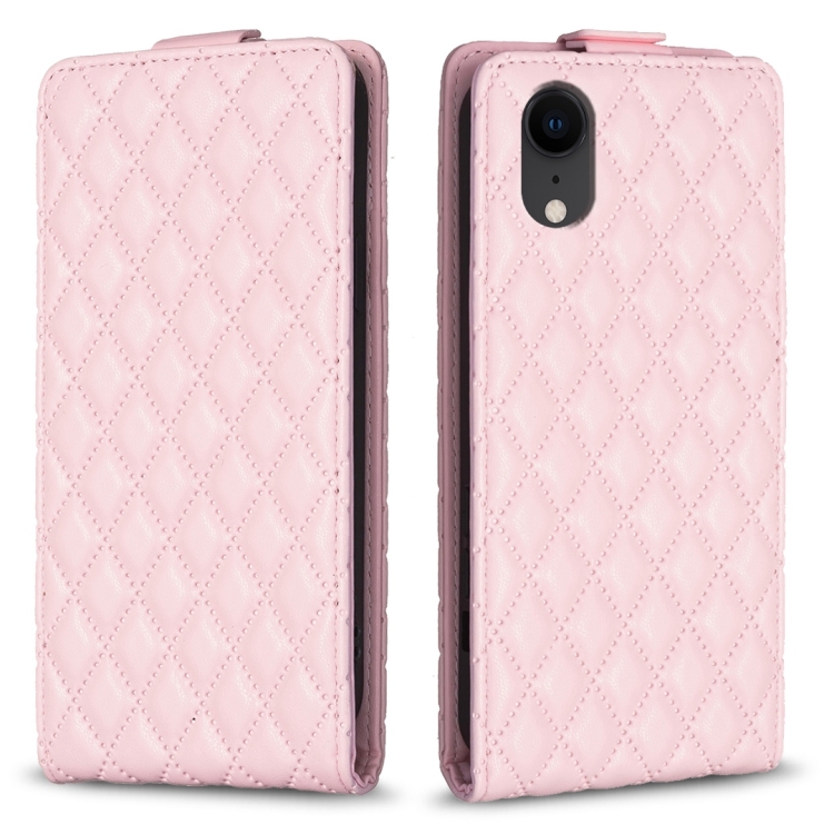 

For iPhone XR Diamond Lattice Vertical Flip Leather Phone Case(Pink)