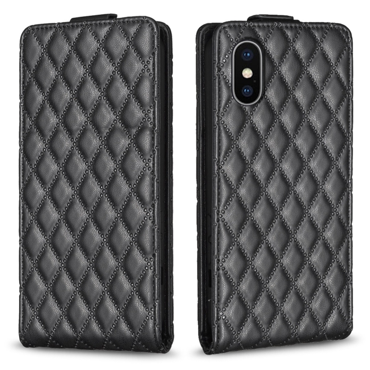 

For iPhone XS Max Diamond Lattice Vertical Flip Leather Phone Case(Black)