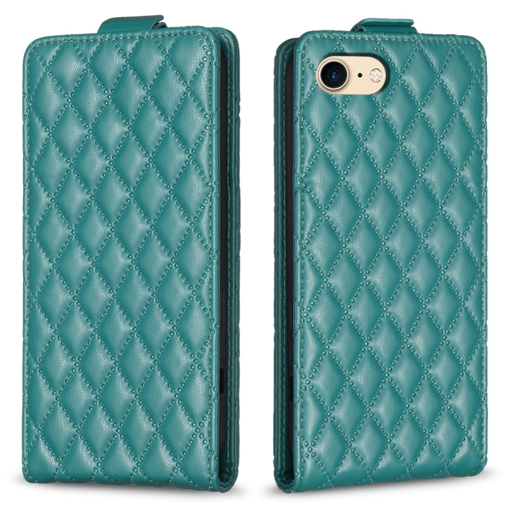 

For iPhone SE 2022 / 2020 /7 / 8 Diamond Lattice Vertical Flip Leather Phone Case(Green)