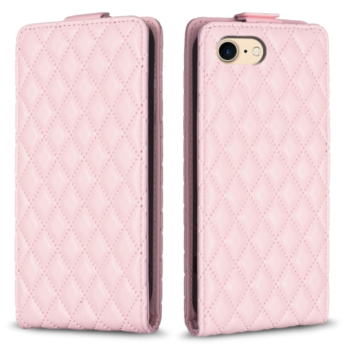 

For iPhone SE 2022 / 2020 /7 / 8 Diamond Lattice Vertical Flip Leather Phone Case(Pink)