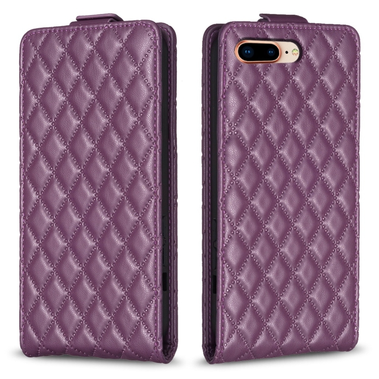 

For iPhone 7 Plus / 8 Plus Diamond Lattice Vertical Flip Leather Phone Case(Dark Purple)