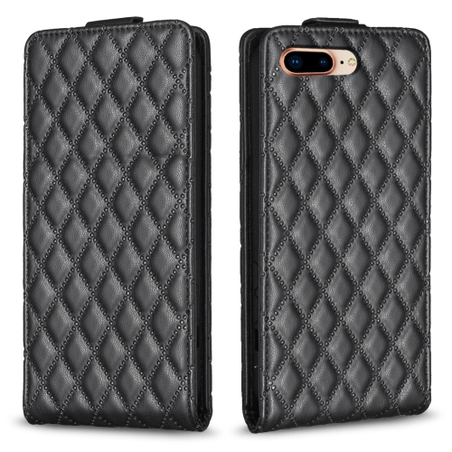 

For iPhone 7 Plus / 8 Plus Diamond Lattice Vertical Flip Leather Phone Case(Black)