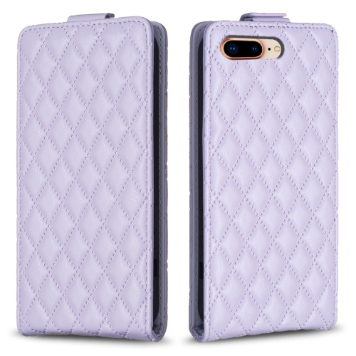 

For iPhone 7 Plus / 8 Plus Diamond Lattice Vertical Flip Leather Phone Case(Purple)