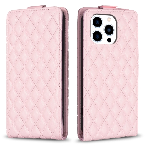 

For iPhone 16 Pro Diamond Lattice Vertical Flip Leather Phone Case(Pink)