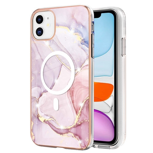 

For iPhone 11 Marble Pattern Dual-side IMD Magsafe TPU Phone Case(Rose Gold 005)