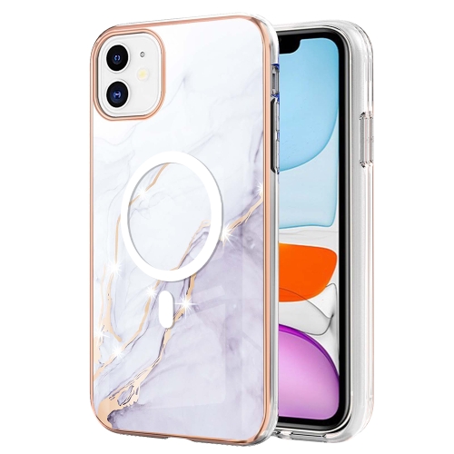 

For iPhone 11 Marble Pattern Dual-side IMD Magsafe TPU Phone Case(White 006)