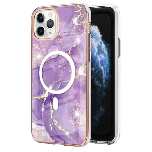 

For iPhone 11 Pro Max Marble Pattern Dual-side IMD Magsafe TPU Phone Case(Purple 002)