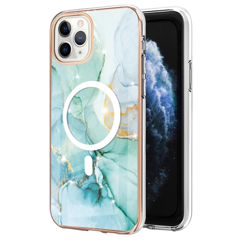

For iPhone 11 Pro Max Marble Pattern Dual-side IMD Magsafe TPU Phone Case(Green 003)