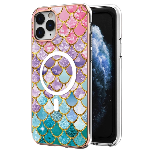 

For iPhone 11 Pro Max Marble Pattern Dual-side IMD Magsafe TPU Phone Case(Colorful Scales)