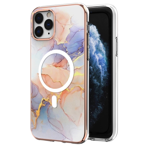 For iPhone 11 Pro Max Marble Pattern Dual-side IMD Magsafe TPU Phone Case(White Marble) for iphone 12 stripe pattern cooling tpu phone case orange