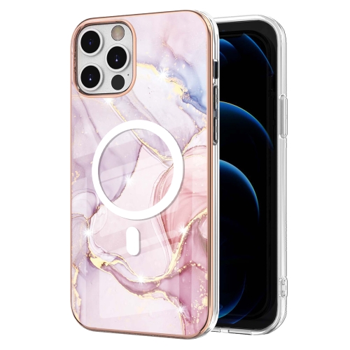 

For iPhone 12 Pro Max Marble Pattern Dual-side IMD Magsafe TPU Phone Case(Rose Gold 005)