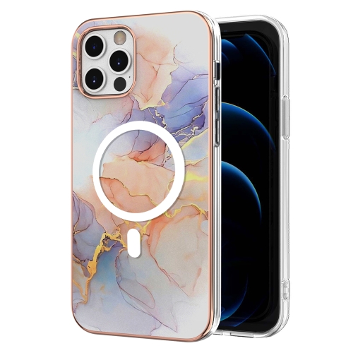 

For iPhone 12 Pro Max Marble Pattern Dual-side IMD Magsafe TPU Phone Case(White Marble)