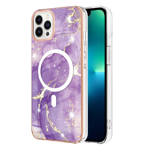 

For iPhone 13 Pro Max Marble Pattern Dual-side IMD Magsafe TPU Phone Case(Purple 002)