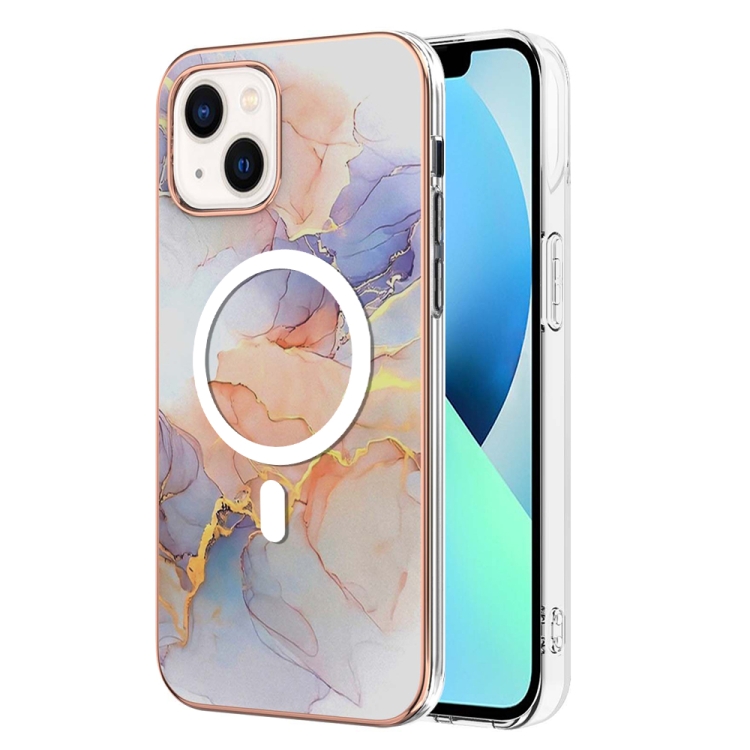 

For iPhone 14 Marble Pattern Dual-side IMD Magsafe TPU Phone Case(White Marble)