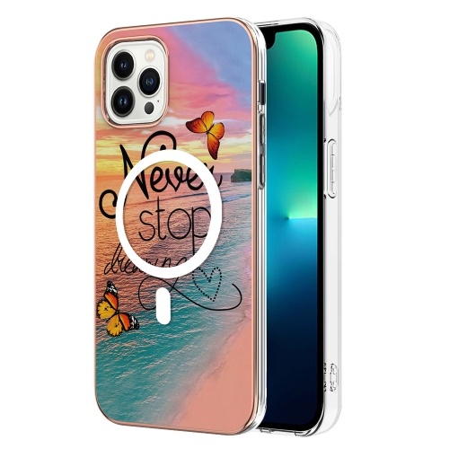 For iPhone 14 Pro Marble Pattern Dual-side IMD Magsafe TPU Phone Case(Dream Butterfly) display car led panel digital sign sign usb bluetooth app control logo light custom text pattern animation programmable