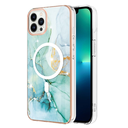 For iPhone 14 Pro Max Marble Pattern Dual-side IMD Magsafe TPU Phone Case(Green 003) 500ml portable dual nozzle air humidifier usb charging 1200mah wireless ultrasonic cute animal aroma diffuser car humidifier