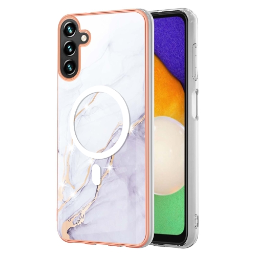 

For Samsung Galaxy A34 5G Marble Pattern Dual-side IMD Magsafe TPU Phone Case(White 006)