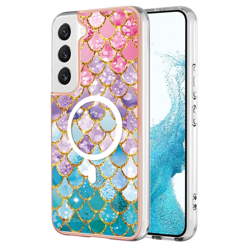 

For Samsung Galaxy S22 5G Marble Pattern Dual-side IMD Magsafe TPU Phone Case(Colorful Scales)