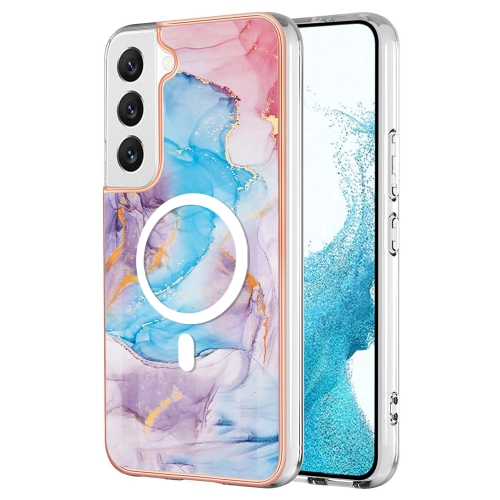 

For Samsung Galaxy S23+ 5G Marble Pattern Dual-side IMD Magsafe TPU Phone Case(Blue Marble)