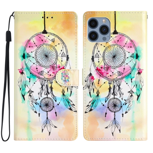 

For iPhone 15 Pro Colored Drawing Leather Phone Case(Dream Catcher)