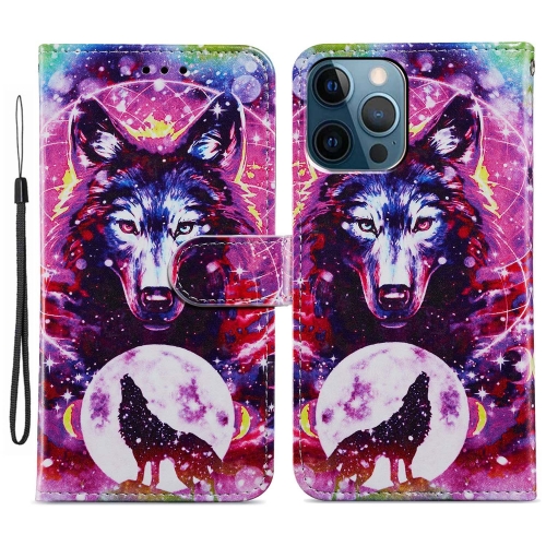 

For iPhone 15 Pro Colored Drawing Leather Phone Case(Wolf Totem)