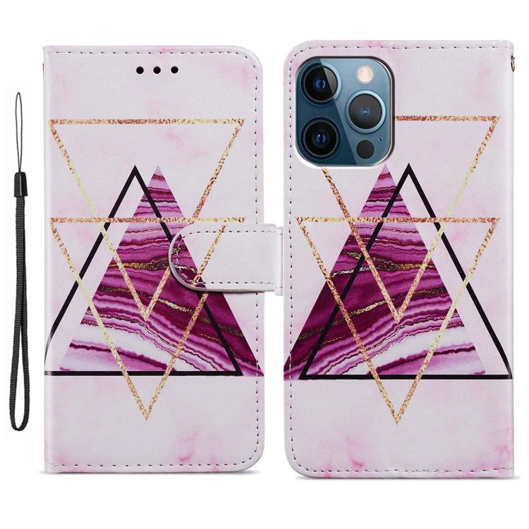 

For iPhone 15 Pro Colored Drawing Leather Phone Case(Three-color Marble)