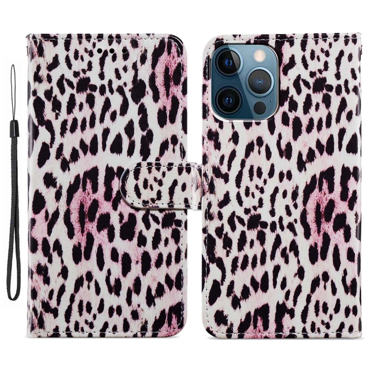 

For iPhone 15 Pro Colored Drawing Leather Phone Case(Leopard)