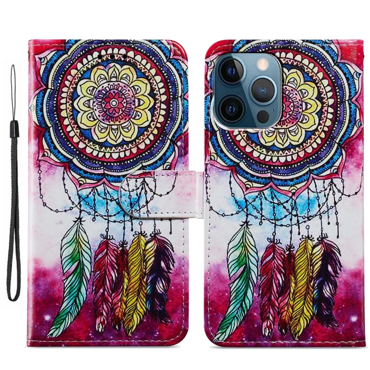 

For iPhone 15 Pro Colored Drawing Leather Phone Case(Dreamcatcher)