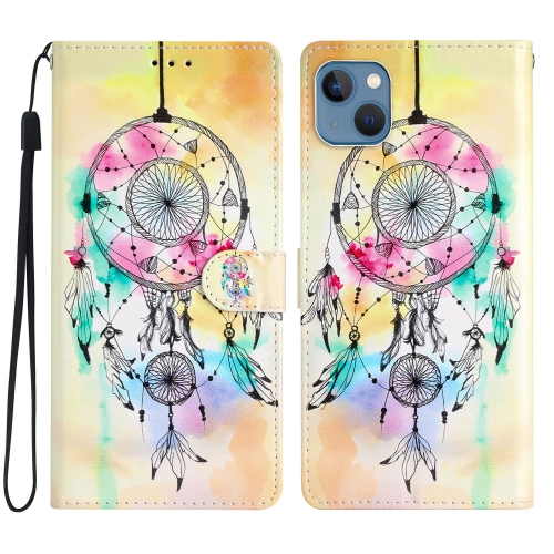 

For iPhone 15 Plus Colored Drawing Leather Phone Case(Dream Catcher)